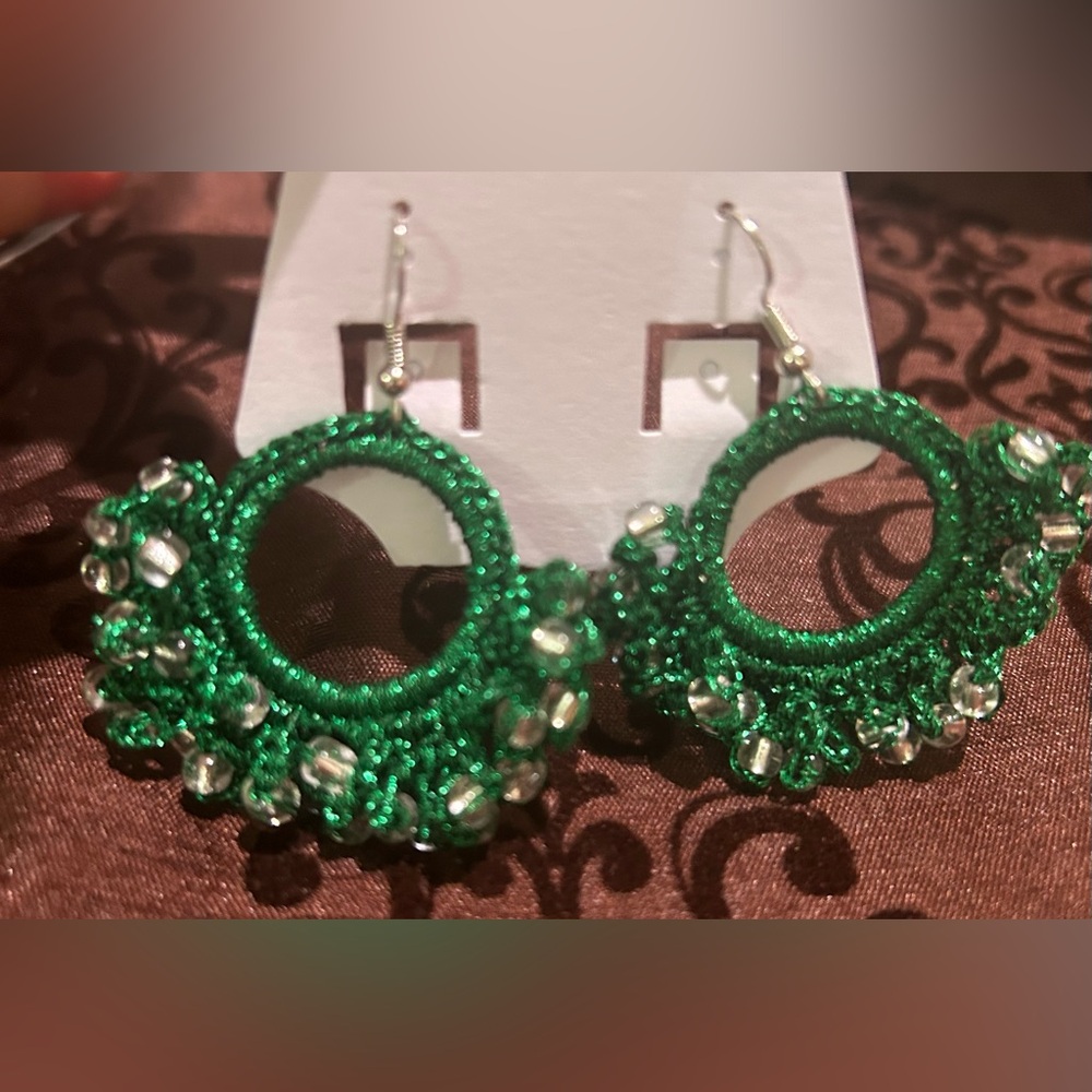 Christmas earrings green